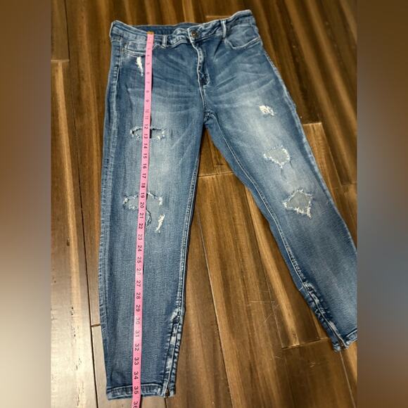 Pistola size 33 Blue Ankle Zipper Cropped Jeans, Distressed, High Rise 5 pocket - Picture 9 of 12
